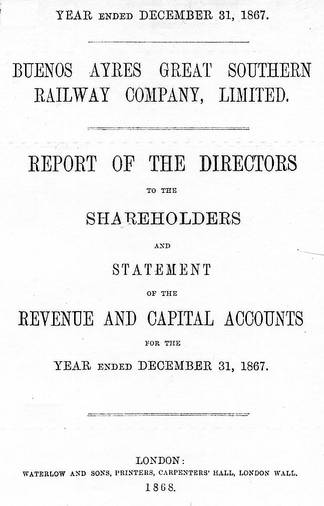 BAGSR report for 1867, cover page